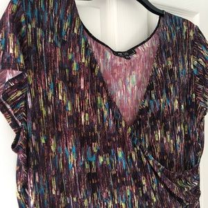 Lily 2X colorful faux wrap dress